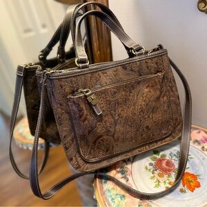 Relic Brown Embossed Shoulder Bag